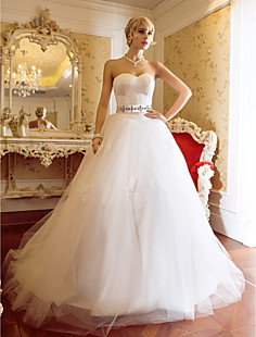 Classical Ball Gown Beading Strapless Sleeveless Chapel Train Sa