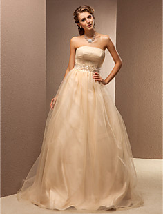 Classical Ball Gown Beading Strapless Sleeveless Chapel Train Sa